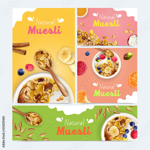 Realistic Muesli Banners Collection