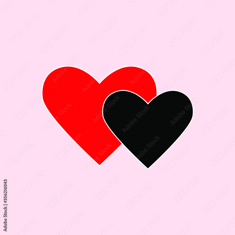 black with red heart, emblem icon. logo, no racism, vector illustration
