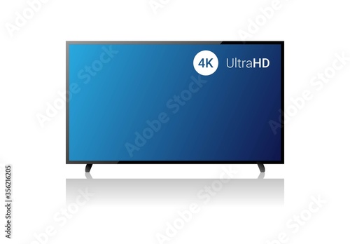4k TV Vector Screen. UHD Sign. TV Ultra HD Resolution Format. Isolated Illustration. Ultra HD TV. creen smart tv in modern ultra hd resolution with streaming symbol. Eps10 vector illustration.