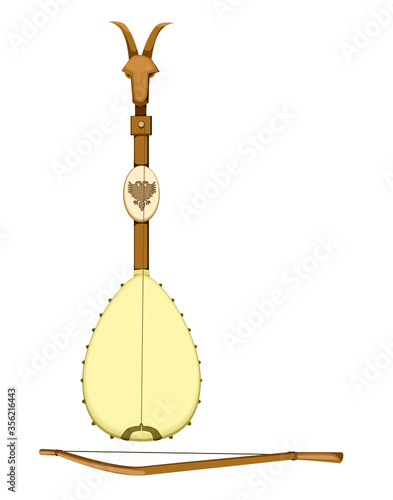 albania folk vold  instrument, vector  lahute with goat head