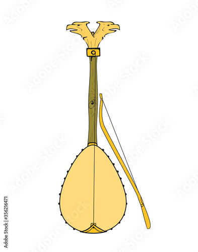 albania folk vold  instrument, vector  lahute with eagle head