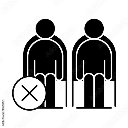 covid 19 coronavirus social distancing prevention, distance seat to prevent infection, outbreak spreading vector silhouette style icon