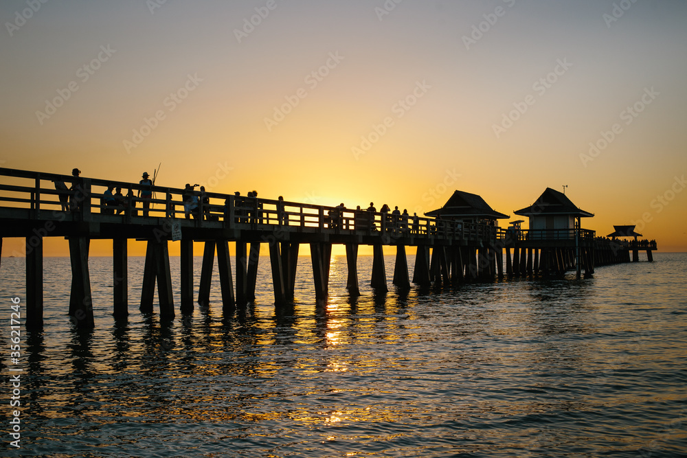 Naples Pier sunset in Florida, United States of America. 