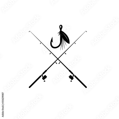 Fishing rod icon for web design isolated on white background