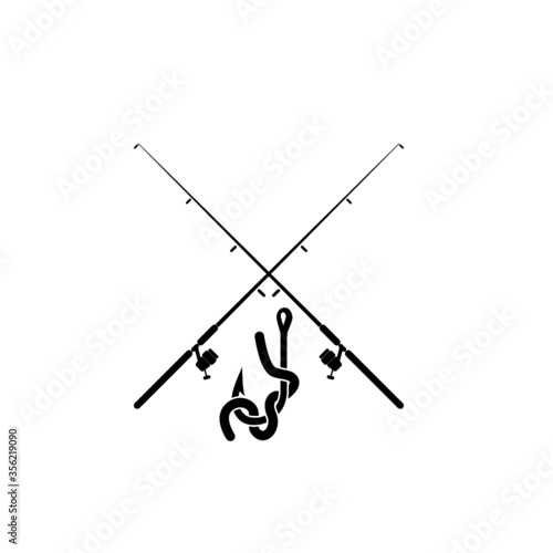 Fishing rod icon for web design isolated on white background