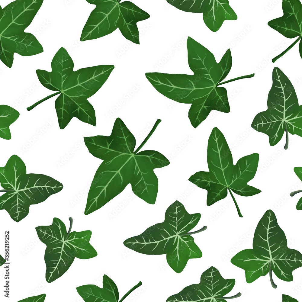 Deep green ivy leaves seamlss pattern isolated Deep green ivy leaves seamlss pattern isolated