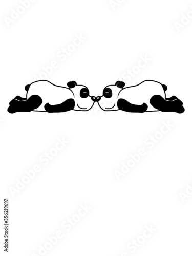 2 Pandabär Freunde liegende vollgefressen satt clipart 