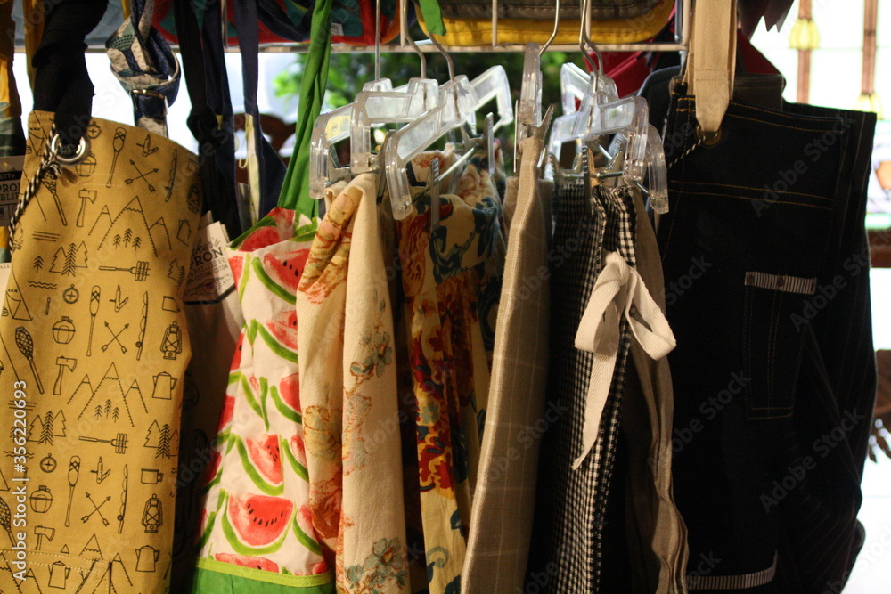 aprons in a shop for cooking