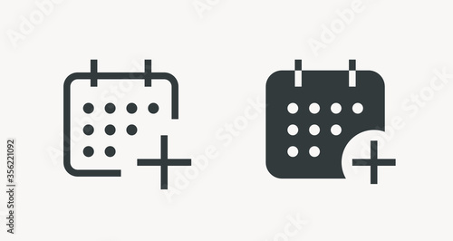 Сalendar with plus line vector minimalistic icon. Date symbol. Appointment day icon for web design. Modern flat organizer icon for app design. Business meeting sign minimal flat linear icons