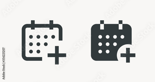 Сalendar with plus line vector minimalistic icon. Date symbol. Appointment day icon for web design. Modern flat organizer icon for app design. Business meeting sign minimal flat linear icons