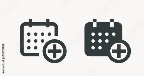 Сalendar with plus line vector minimalistic icon. Date symbol. Appointment day icon for web design. Modern flat organizer icon for app design. Business meeting sign minimal flat linear icons