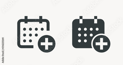 Сalendar with plus line vector minimalistic icon. Date symbol. Appointment day icon for web design. Modern flat organizer icon for app design. Business meeting sign minimal flat linear icons