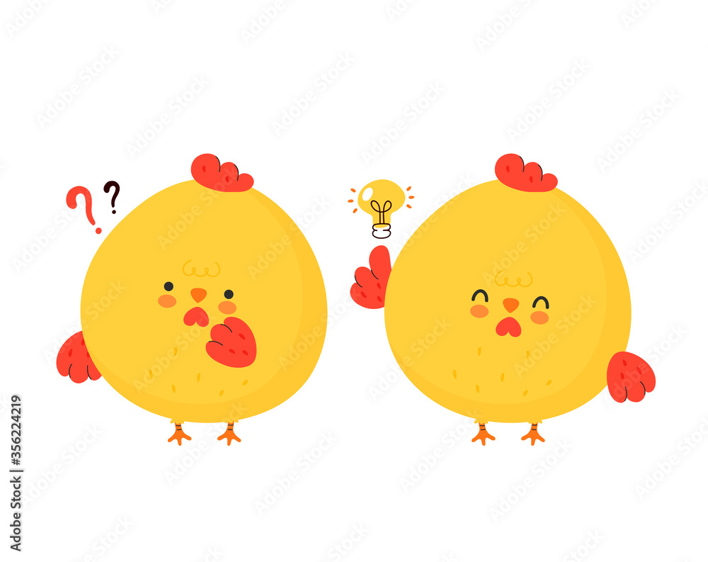 Cute funny chicken cock with question mark Cute funny chicken cock with question mark