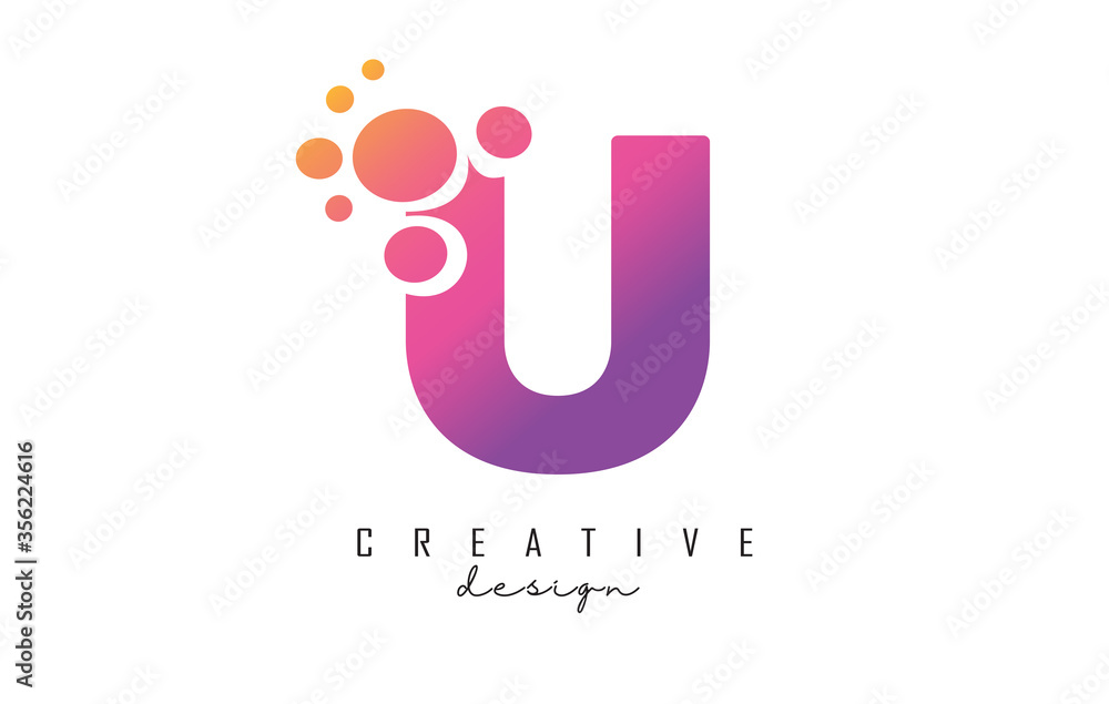 U Letter Logo with blue dots design. Letter U logotype with bubbles bunch. U Letter Logo with blue dots design. Letter U logotype with bubbles bunch.