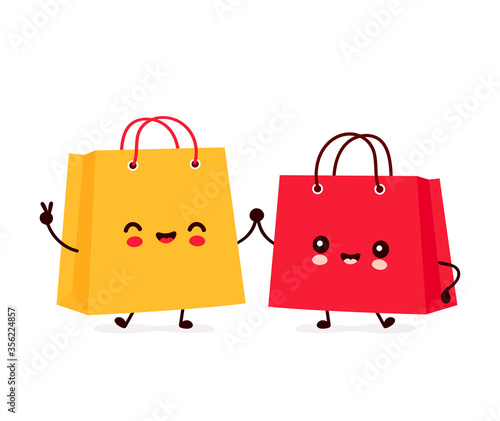 Cute happy funny shopping bags