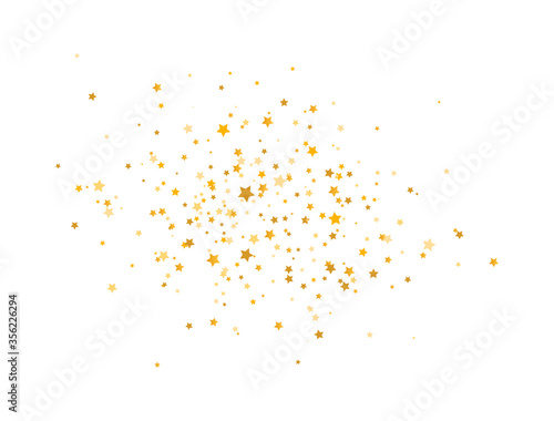 Golden stars composition on white background. Glitter elegant design elements. Gold shooting stars. Magic decoration. Christmas texture. Vector illustration