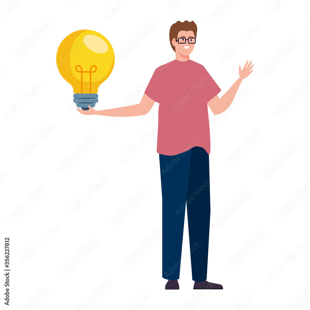 man avatar with light bulb design, Idea creativity genius and imagination theme Vector illustration man avatar with light bulb design, Idea creativity genius and imagination theme Vector illustration