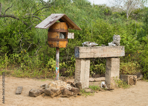 Mail box in post office bay, Floreana Island, Galapagos