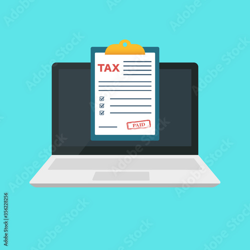 Online tax concept. Laptop with electronic invoice.  © Pavlo