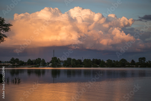 Beautiful magnificent clouds at sunset in the sky