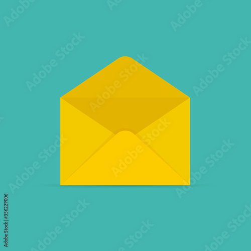 Illustration of the email icon, opened envelope. Concept of read message
