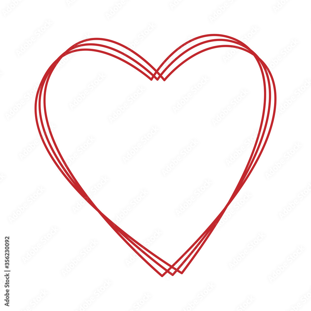 Red heart icon in linear style, linear heart. Heart a symbol of love..