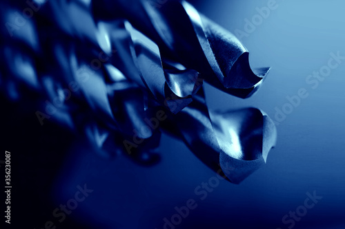 Fotografija Metal drill bits. Drilling and milling industry. Macro image.