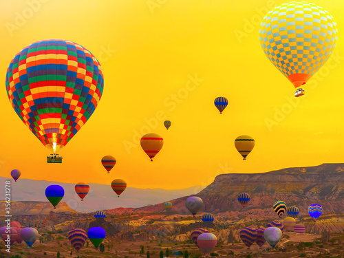 Hot air balloons panorama
