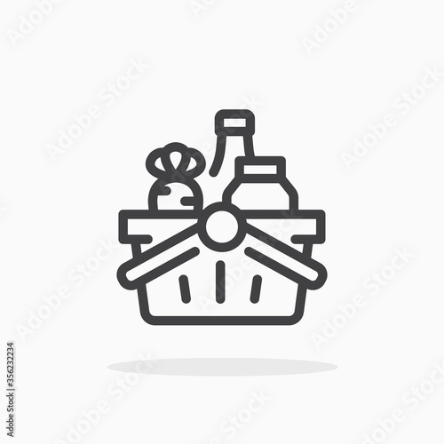Shopping basket icon in line style. Editable stroke.