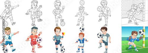 Coloring pages. Cartoon clipart set for kids activity coloring book, t shirt print, icon, logo, label, patch or sticker. Vector illustrations.