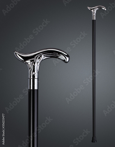 Walking sticks and crutches. High quality photo