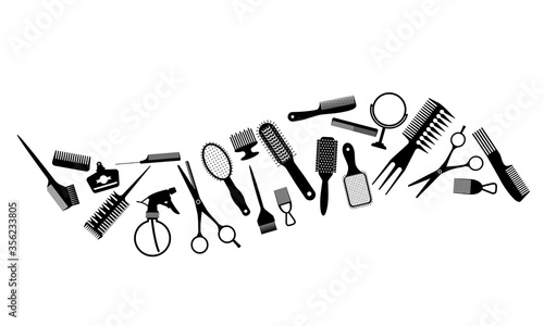 A large set of tools for the hairdresser or groomer.
