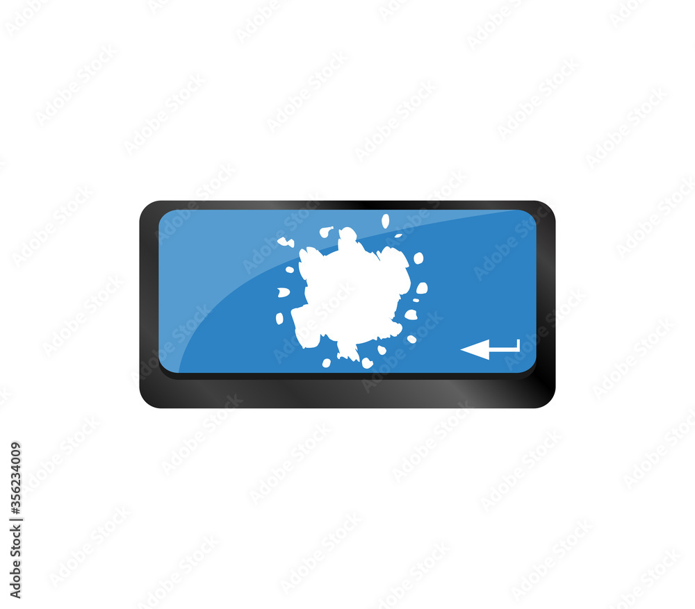 Computer keyboard with colored enter key and blots Computer keyboard with colored enter key and blots