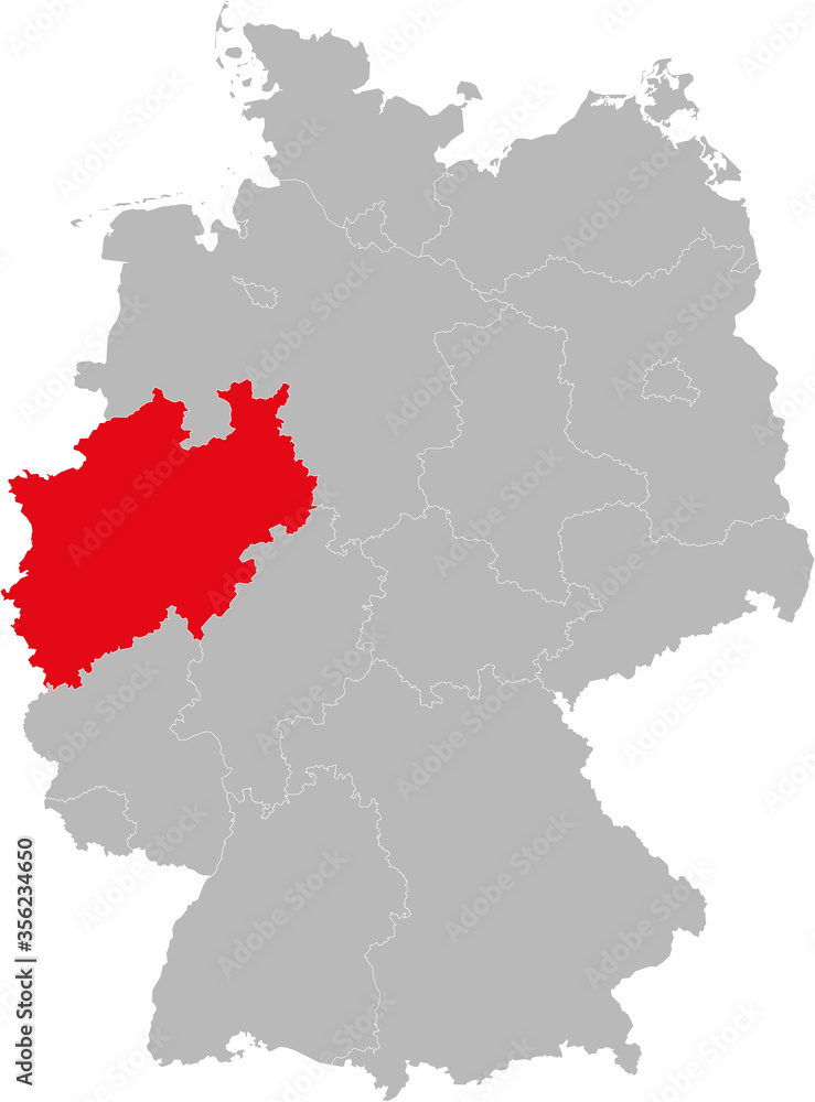 North Rhine-Westphalia state isolated on Germany map. Business concepts and backgrounds.