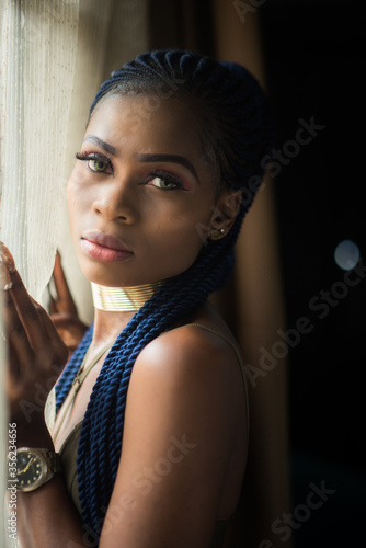 A portrait of pretty happy african woman