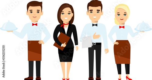 Collection of restaurant team in different poses.