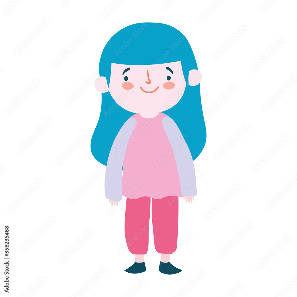 cute little girl cartoon character isolated design icon