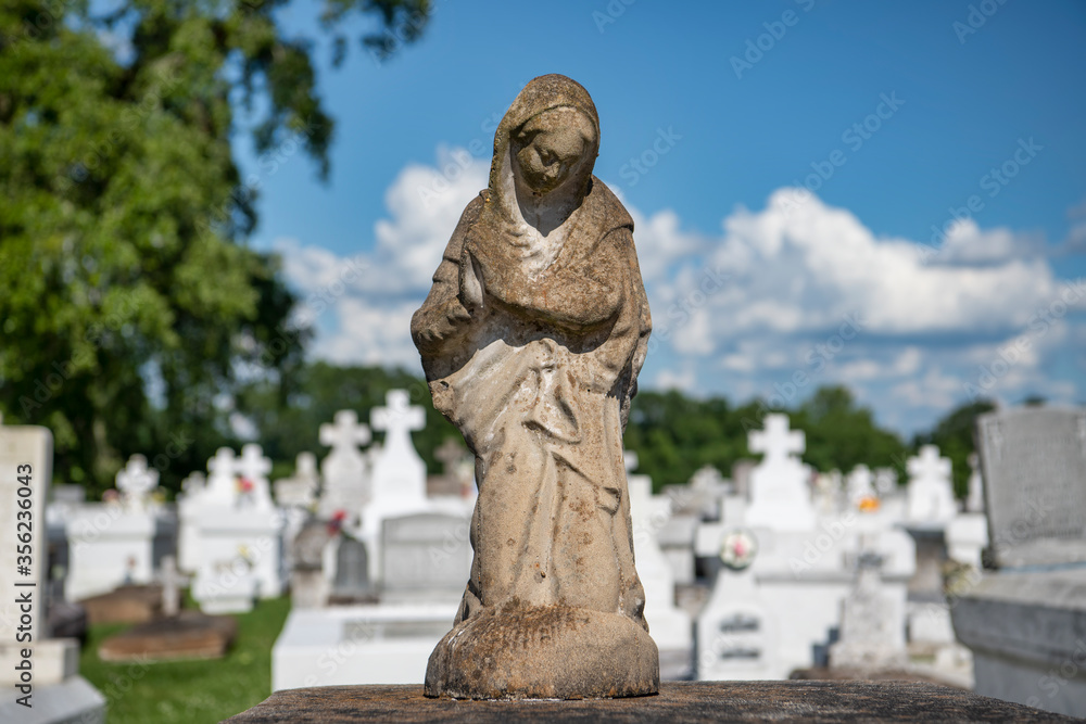 Statue of Blessed Virgin Mary on Grave in Grand Coteau Louisiana