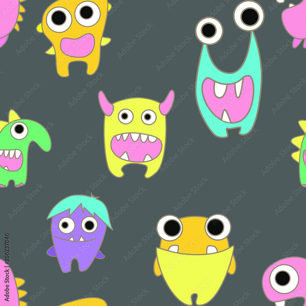Fototapeta premium seamless pattern with monsters vector illustration
