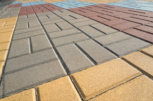 Wallpaper Mural Stone pavement in perspective. Stone pavement texture. Granite cobblestoned pavement background. Multicolored brick stone background Torontodigital.ca