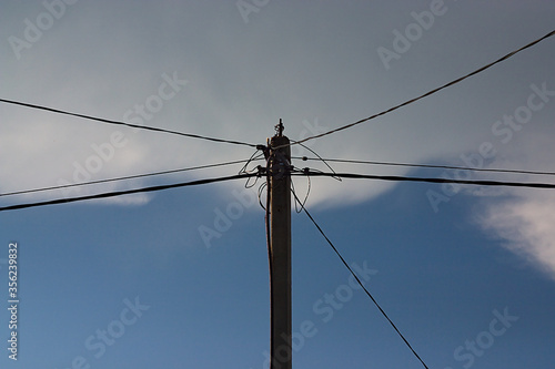 Wallpaper Mural pole with wires on a background of the summer sky Torontodigital.ca