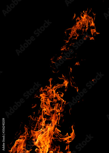 fire on a black background isolated