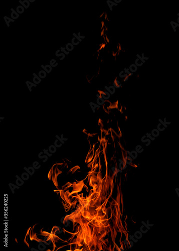 fire on a black background isolated