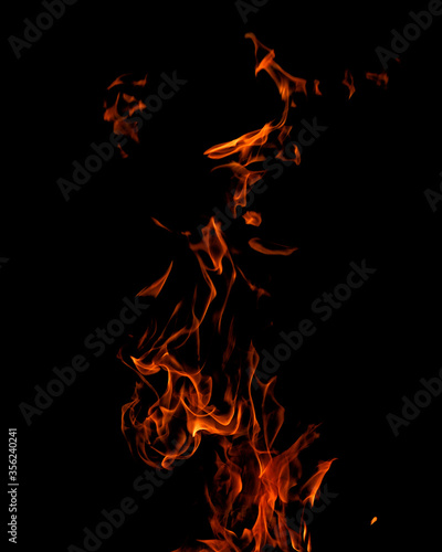 fire on a black background isolated