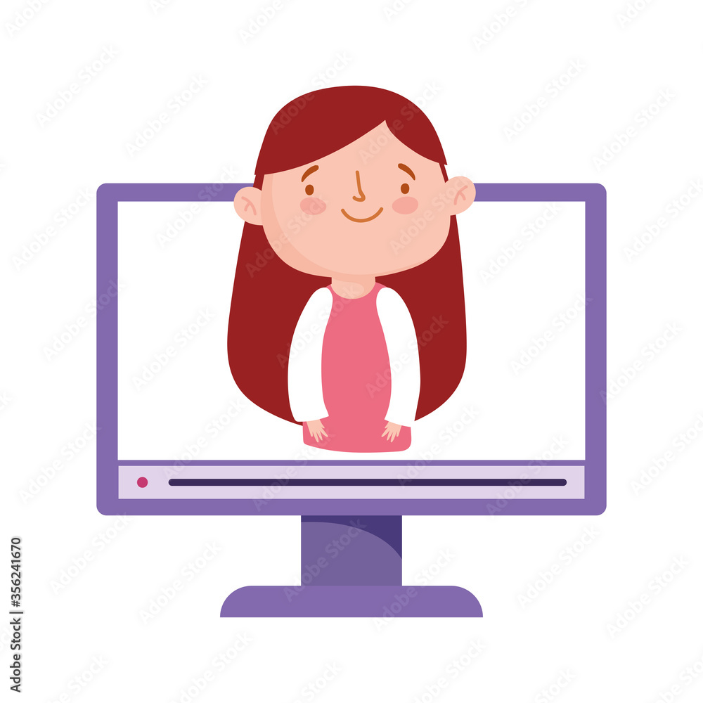 online education computer video class student girl elearning