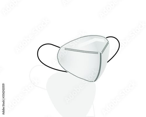 White-grey mask with a little shadow in white background