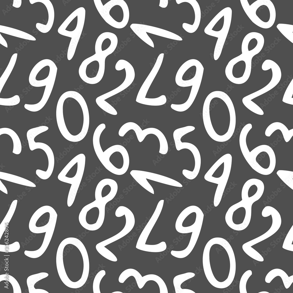 Vector seamless pattern with simple, hand drawn numbers. Design for textile, stationery, wrapping paper. Vector seamless pattern with simple, hand drawn numbers. Design for textile, stationery, wrapping paper.