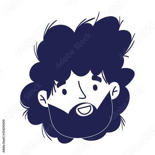 male face beard character portrait man isoated design icon