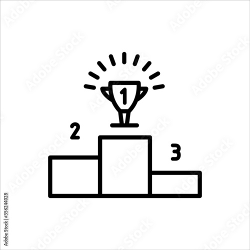 Podium, winner cup flat line vector icon for mobile application, button and website design. Illustration isolated on white background. EPS 10 design, logo, app, infographic, 