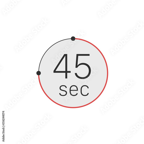 45 seconds timer, stopwatch or countdown icon. Time measure. Chronometr icon. Stock Vector illustration isolated on white background.